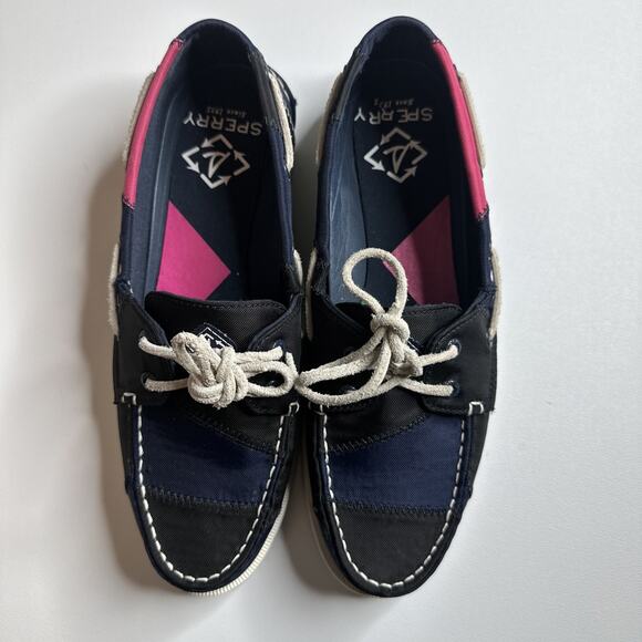 Sperry Original 2 EYE Bionic Boat Shoe Navy/Pink/Green Women's US Size 7.5 GUC - Picture 2 of 14